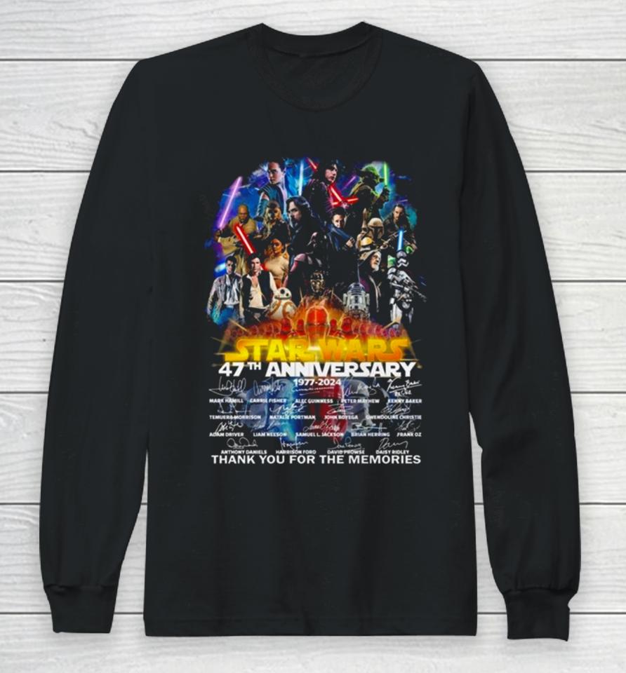 Star Wars 47Th Anniversary 1977 2024 Thank You For The Memories Signatures Long Sleeve T-Shirt