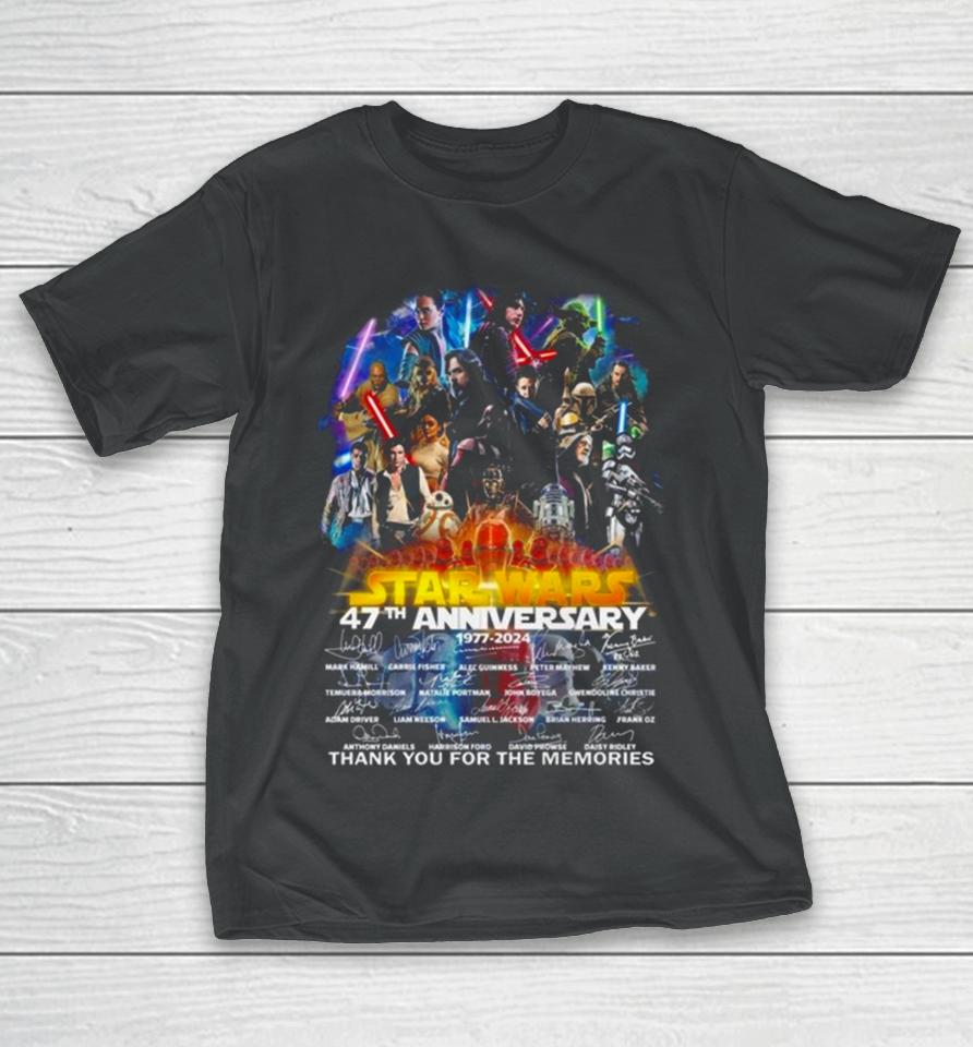 Star Wars 47Th Anniversary 1977 2024 Thank You For The Memories Signatures T-Shirt