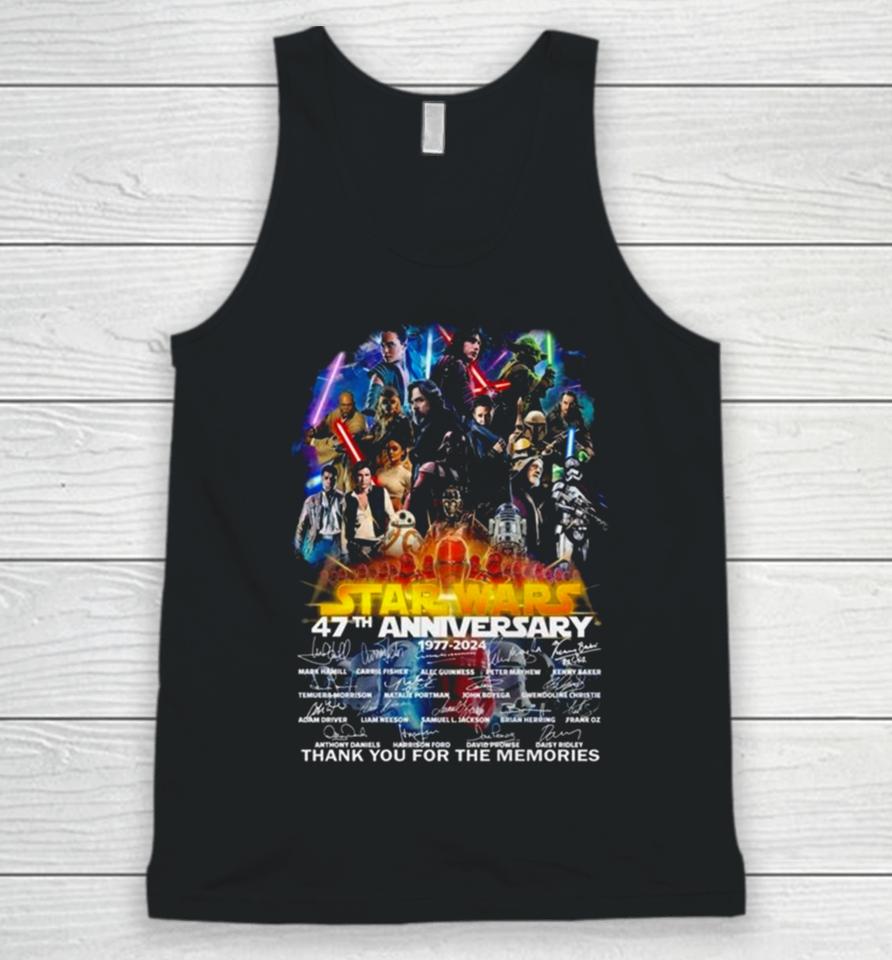 Star Wars 47Th Anniversary 1977 2024 Thank You For The Memories Signatures Unisex Tank Top