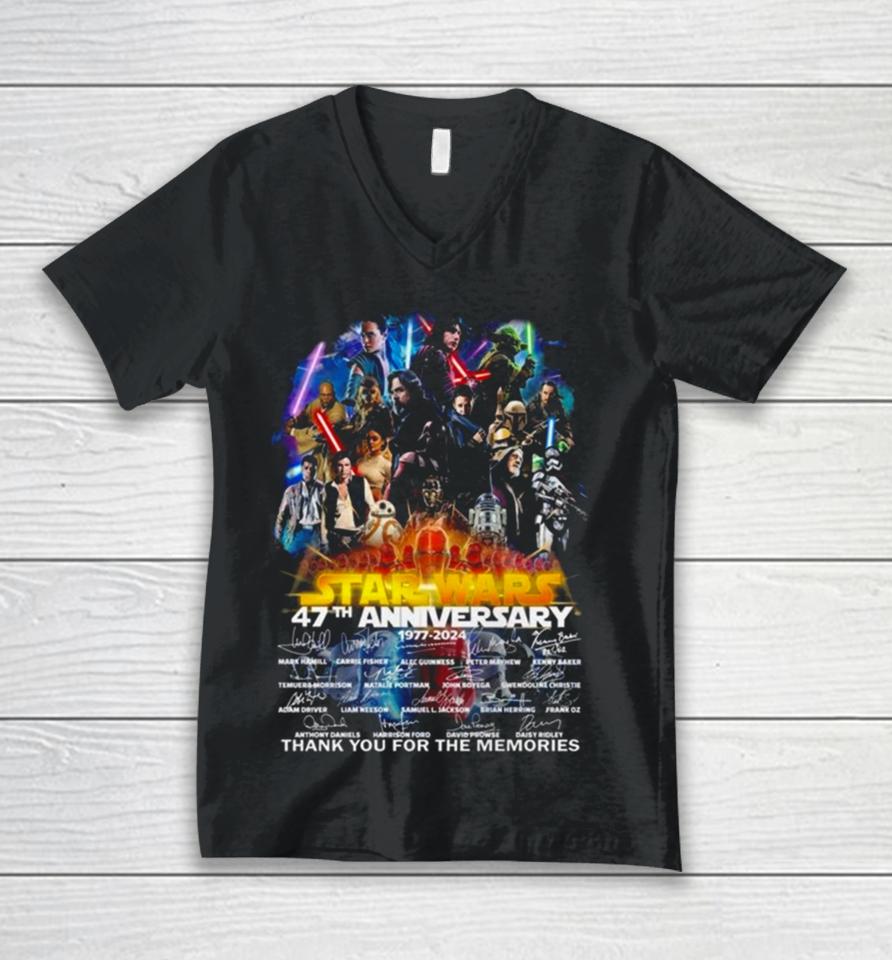 Star Wars 47Th Anniversary 1977 2024 Thank You For The Memories Signatures Unisex V-Neck T-Shirt