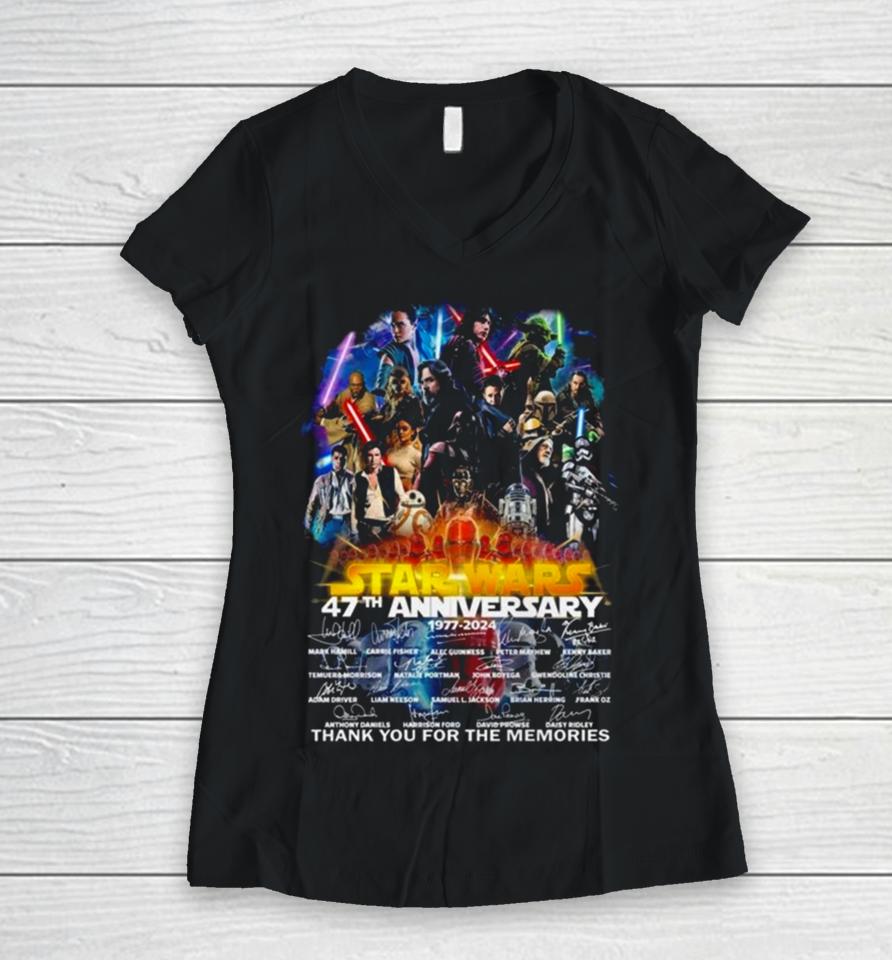 Star Wars 47Th Anniversary 1977 2024 Thank You For The Memories Signatures Women V-Neck T-Shirt