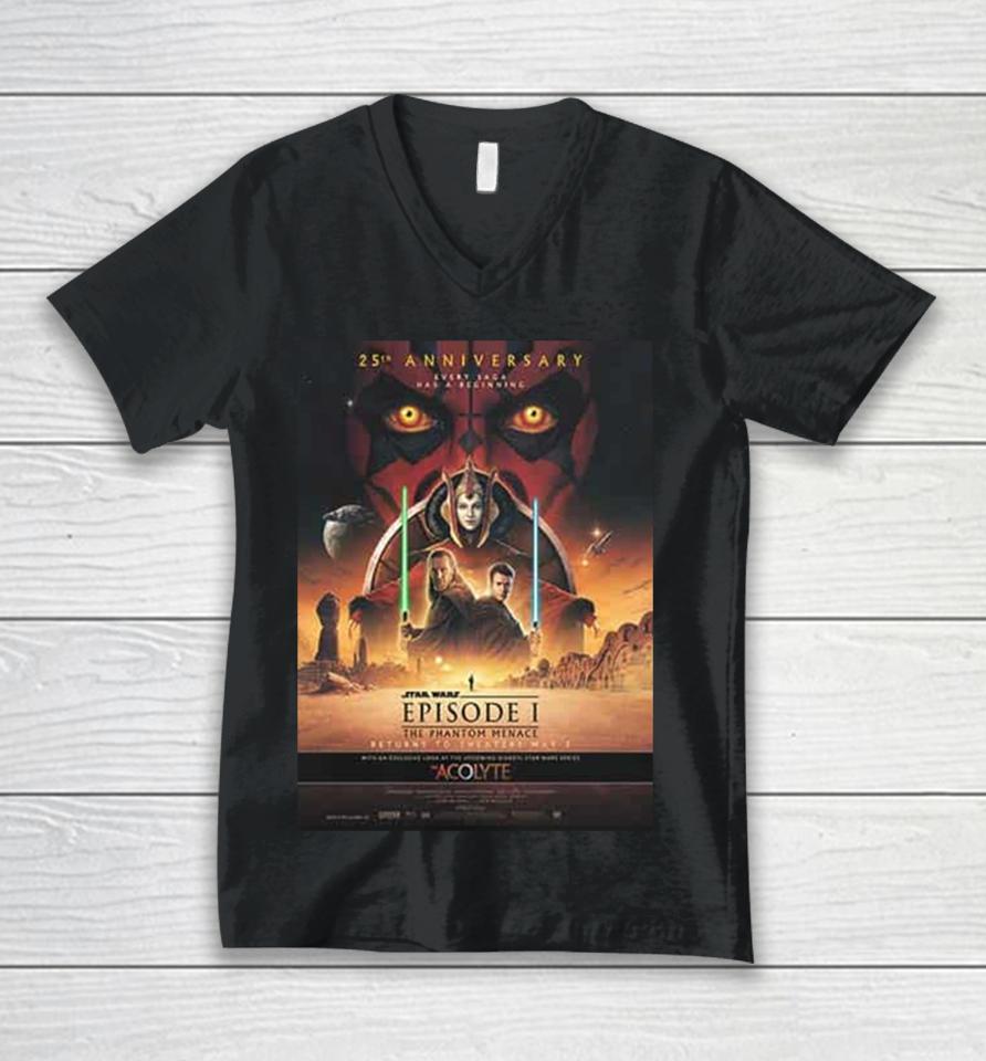 Star Wars Episode I The Phantom Menace Returns To Theaters May 3 2024 The Acolyte Star Wars Series Unisex V-Neck T-Shirt