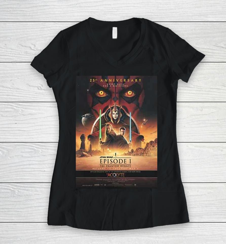 Star Wars Episode I The Phantom Menace Returns To Theaters May 3 2024 The Acolyte Star Wars Series Women V-Neck T-Shirt