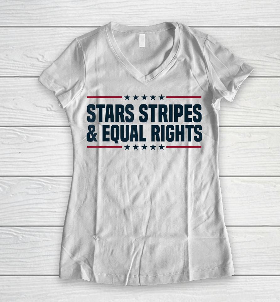 Stars Stripes And Equal Rights 4Th Of July Women's Rights Women V-Neck T-Shirt