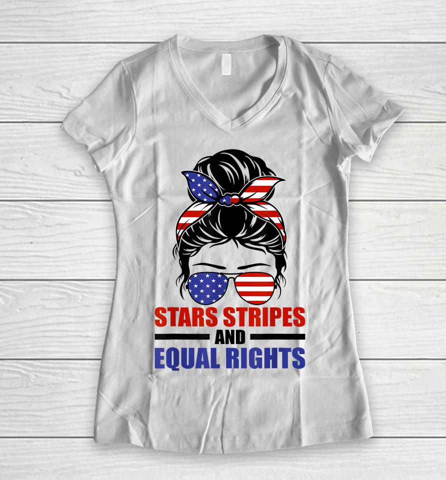 Stars Stripes And Equal Rights Women V-Neck T-Shirt