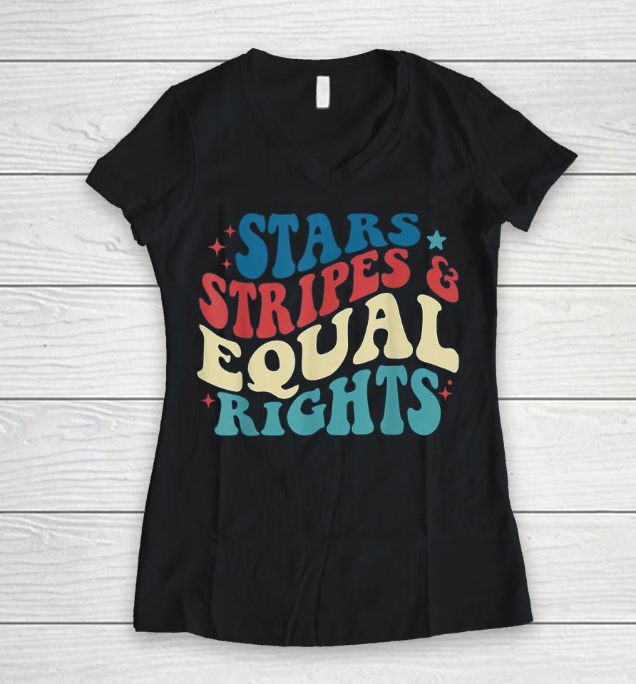 Stars Stripes And Equal Rights Women V-Neck T-Shirt
