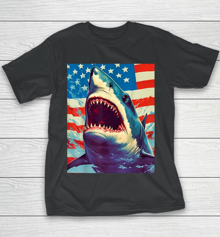 Stars, Stripes, And Sharks The Pop Art Patriotic Predator Youth T-Shirt