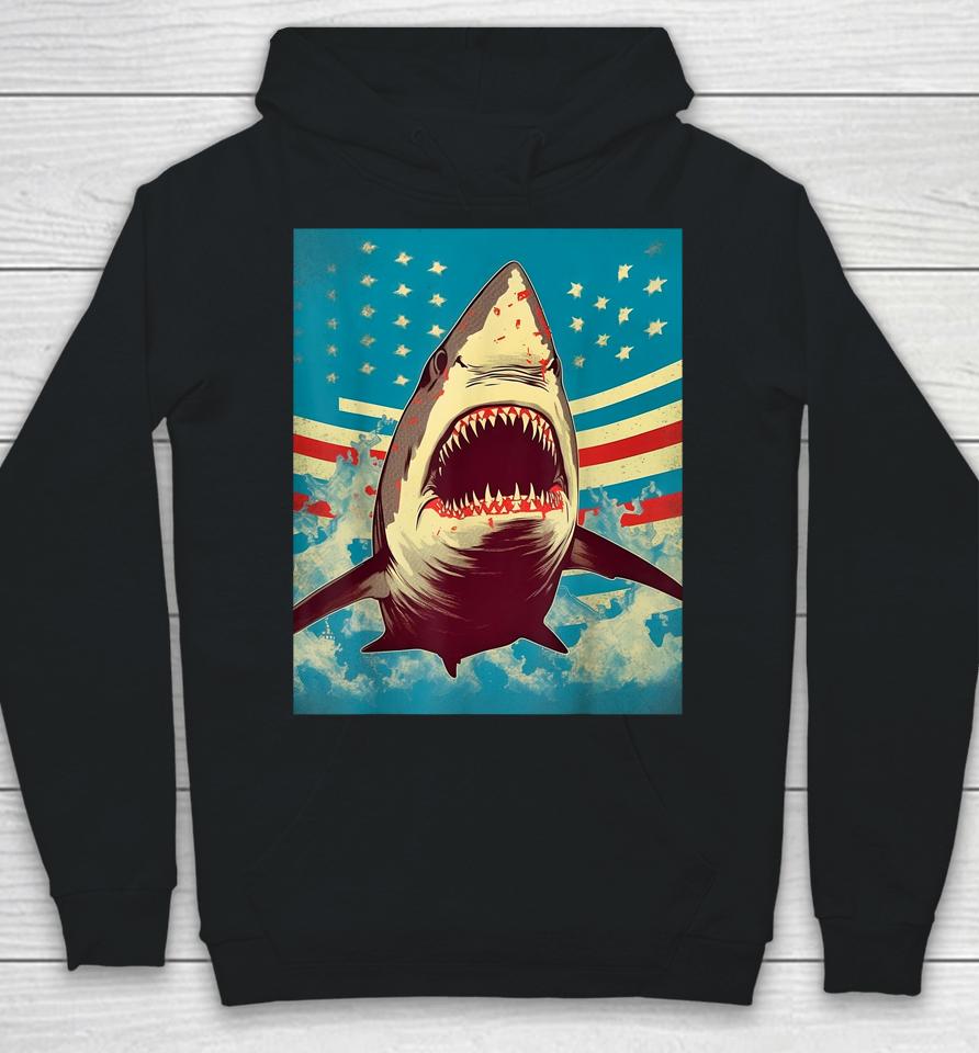 Stars, Stripes, And Sharks The Pop Art Patriotic Predator Hoodie