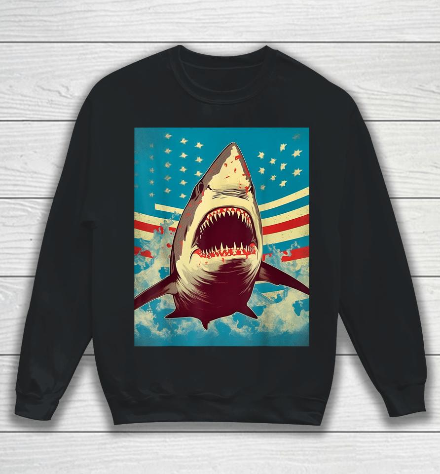 Stars, Stripes, And Sharks The Pop Art Patriotic Predator Sweatshirt