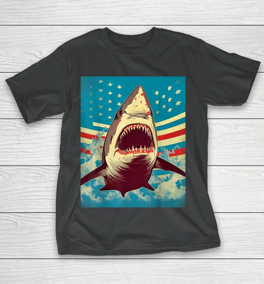 Stars, Stripes, And Sharks The Pop Art Patriotic Predator T-Shirt