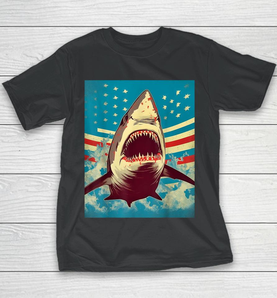 Stars, Stripes, And Sharks The Pop Art Patriotic Predator Youth T-Shirt