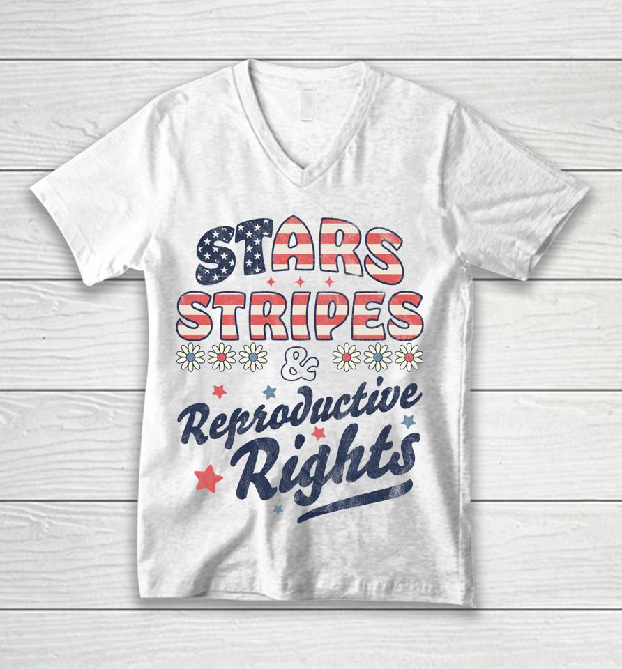 Stars Stripes Reproductive Rights Patriotic 4Th Of July Cute Unisex V-Neck T-Shirt