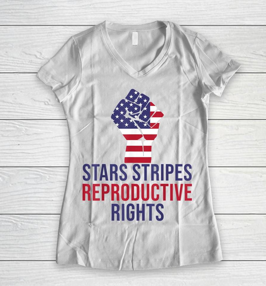 Stars Stripes Reproductive Rights Women American Feminist Women V-Neck T-Shirt