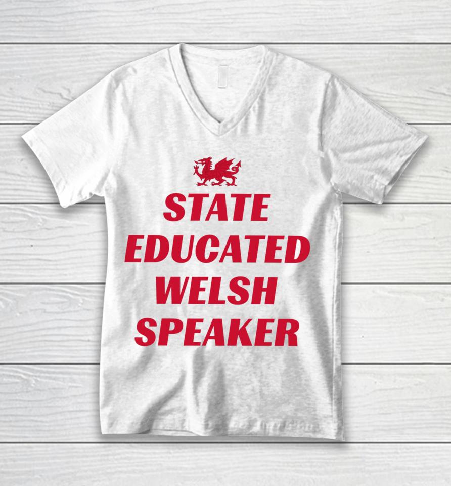 State Educated Welsh Speaker Unisex V-Neck T-Shirt