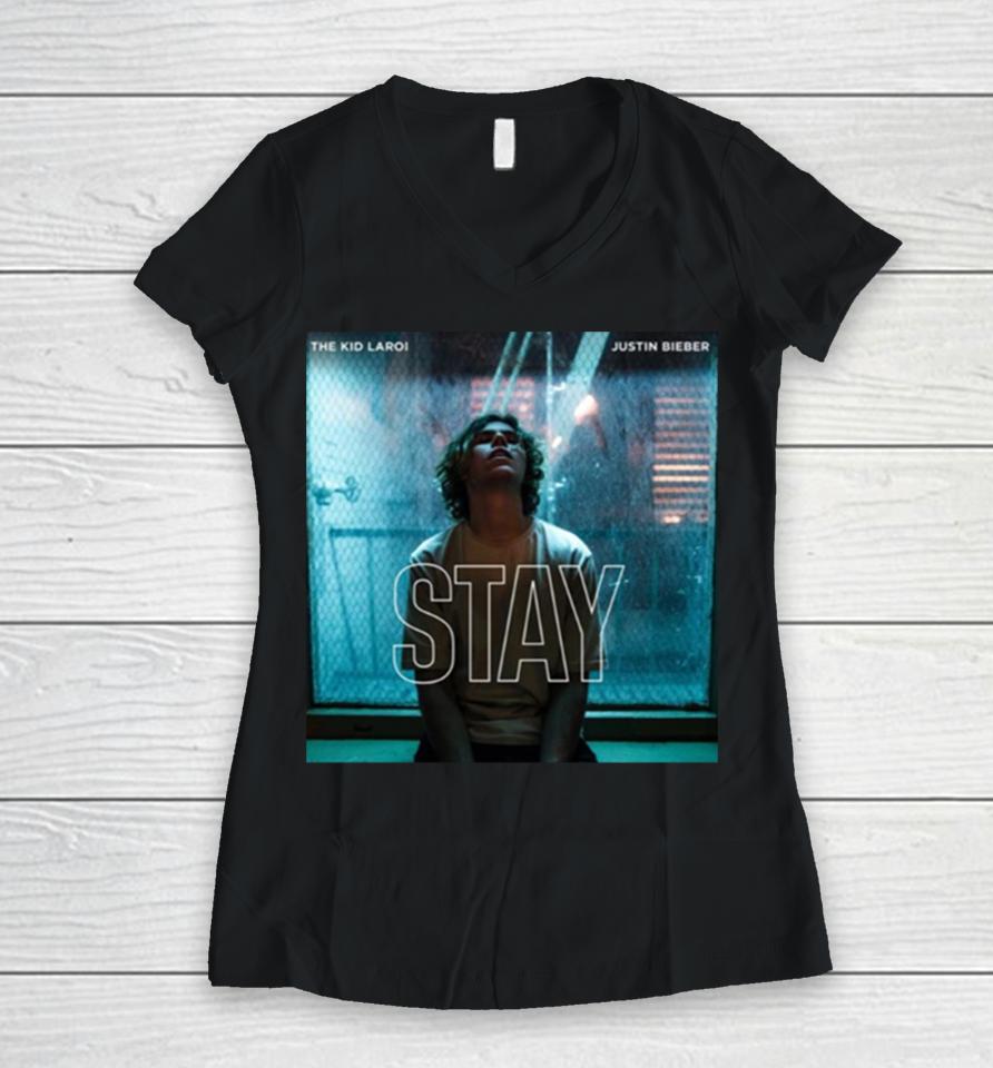 Stay The Kid Laroi Justin Bieber Women V-Neck T-Shirt
