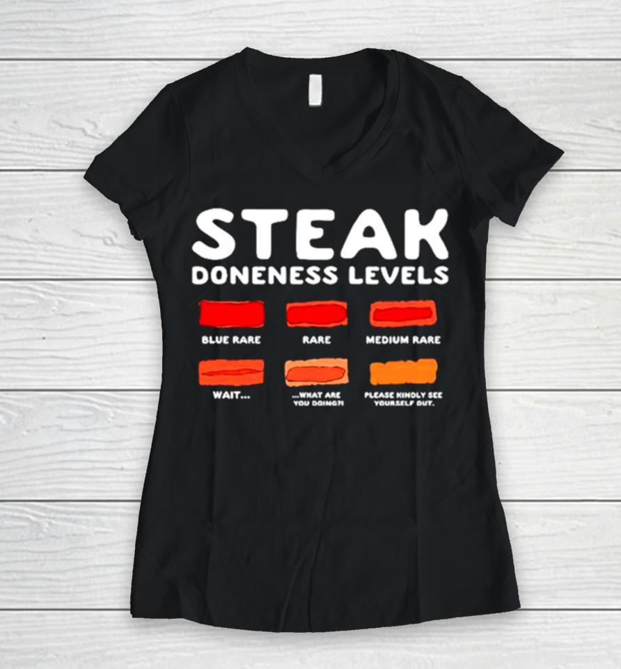 Steak Doneness Levels Women V-Neck T-Shirt