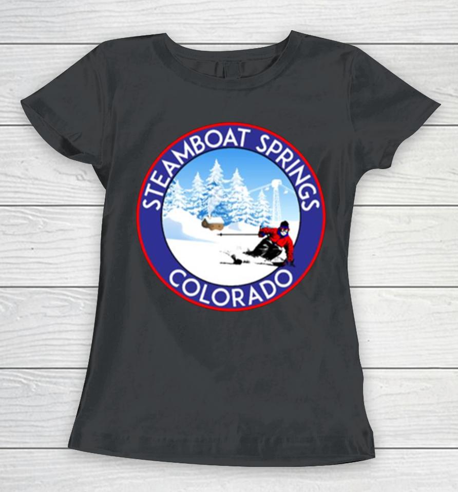 Steamboat Springs Colorado Ski Bike Hike Mountains Ski Lift Women T-Shirt