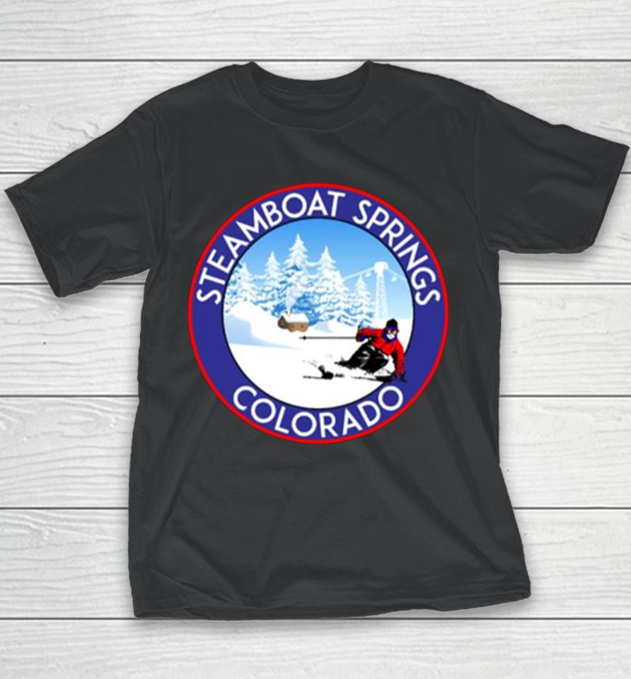 Steamboat Springs Colorado Ski Bike Hike Mountains Ski Lift Youth T-Shirt