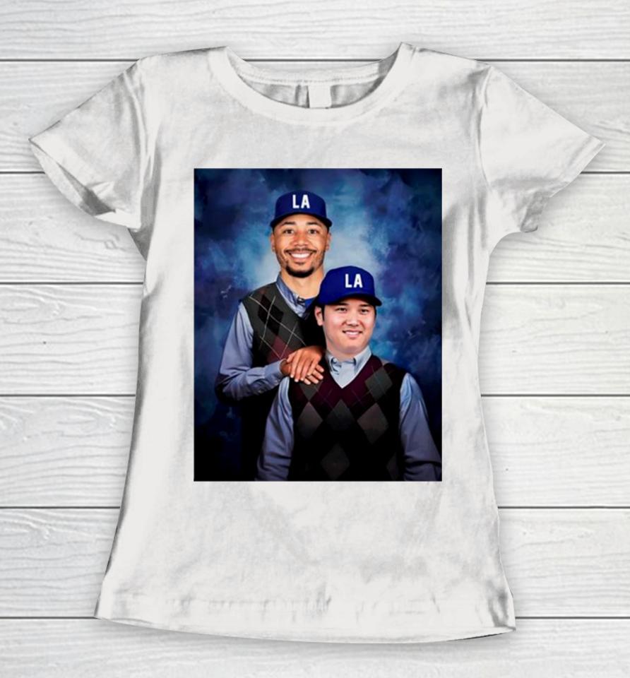 Step Brothers Shohei Othani And Mookie Betts Los Angeles Dodgers Women T-Shirt