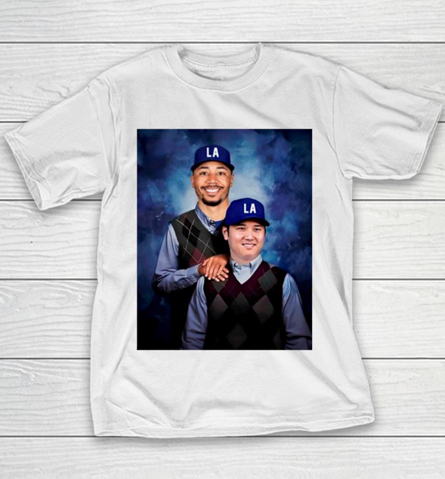 Step Brothers Shohei Othani And Mookie Betts Los Angeles Dodgers Youth T-Shirt