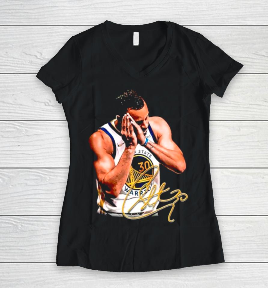 Steph Curry Golden State Warriors Night Night Signature Women V-Neck T-Shirt