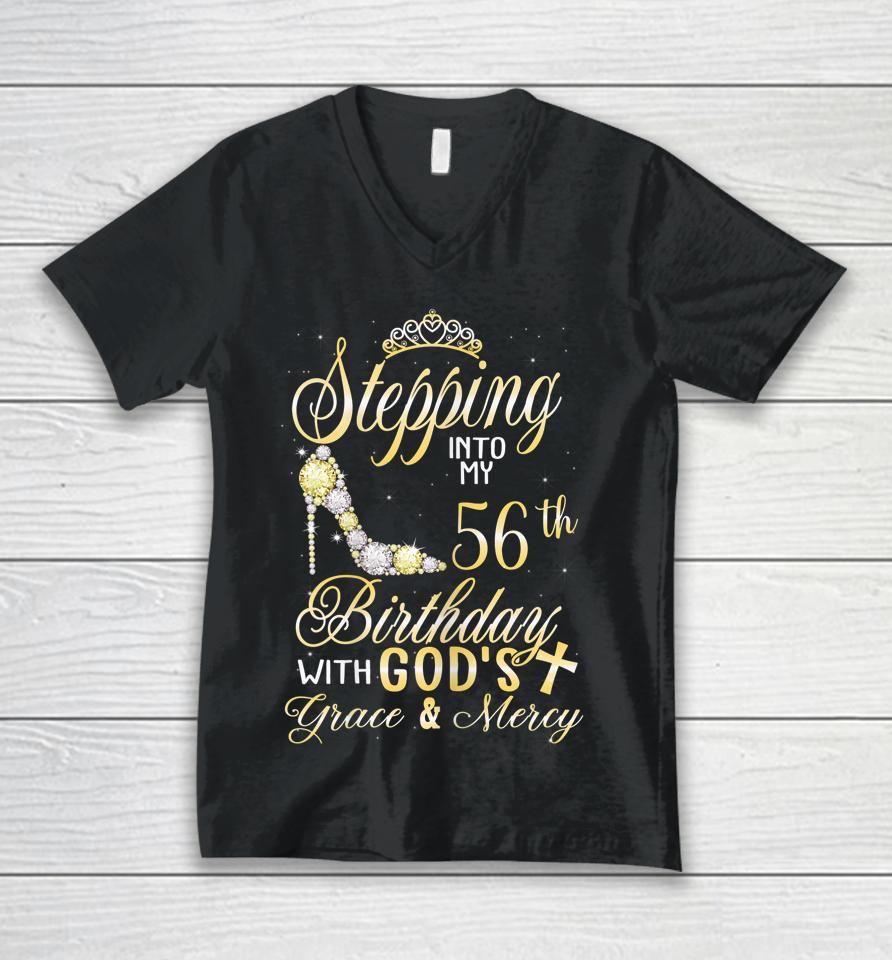 Stepping Into My 56Th Birthday With God's Grace And Mercy Unisex V-Neck T-Shirt