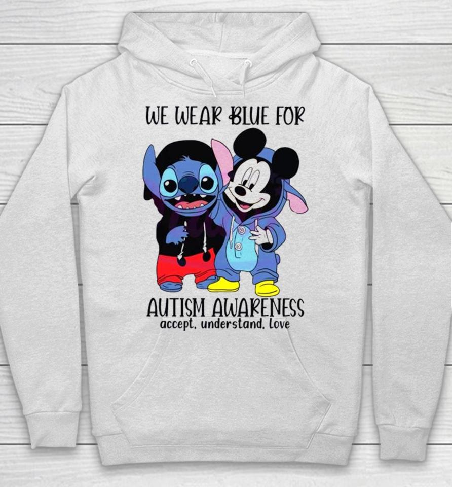 Stitch And Mickey We Wear Blue For Autism Awareness Hoodie