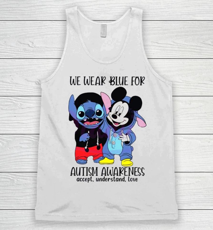 Stitch And Mickey We Wear Blue For Autism Awareness Unisex Tank Top