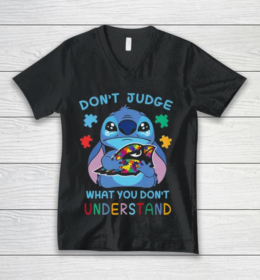 Stitch Arizona Cardinals Autism Awareness Don’t Judge What You Don’t Understand Unisex V-Neck T-Shirt