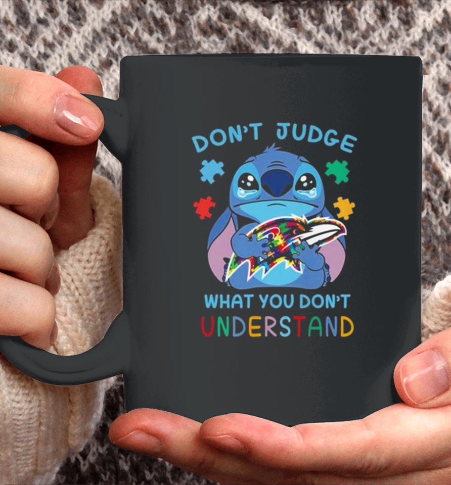 Stitch Baltimore Ravens Autism Awareness Don’t Judge What You Don’t Understand Coffee Mug