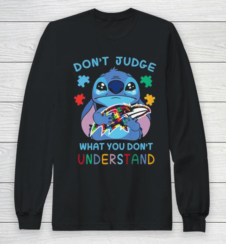 Stitch Baltimore Ravens Autism Awareness Don’t Judge What You Don’t Understand Long Sleeve T-Shirt