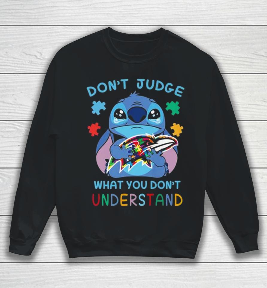 Stitch Baltimore Ravens Autism Awareness Don’t Judge What You Don’t Understand Sweatshirt