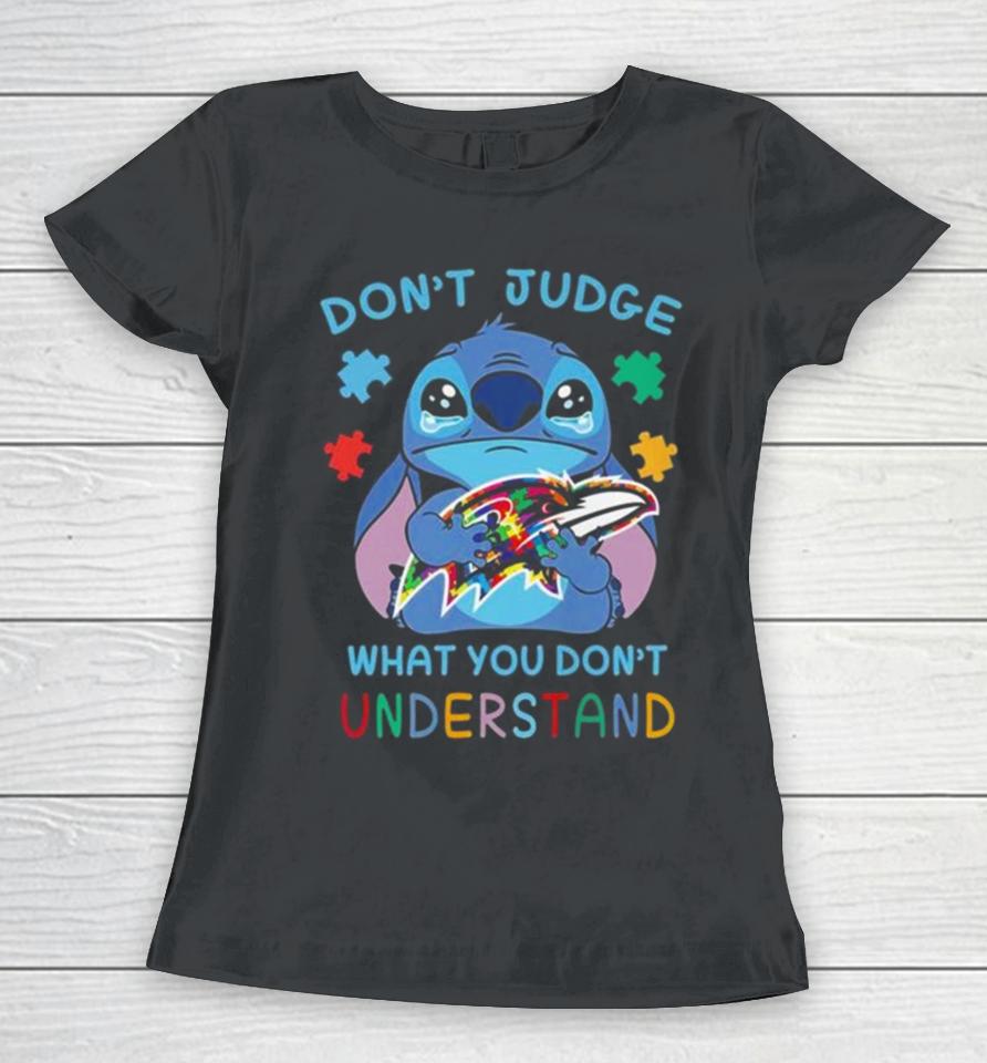 Stitch Baltimore Ravens Autism Awareness Don’t Judge What You Don’t Understand Women T-Shirt