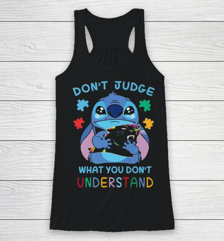Stitch Carolina Panthers Autism Awareness Don’t Judge What You Don’t Understand Racerback Tank