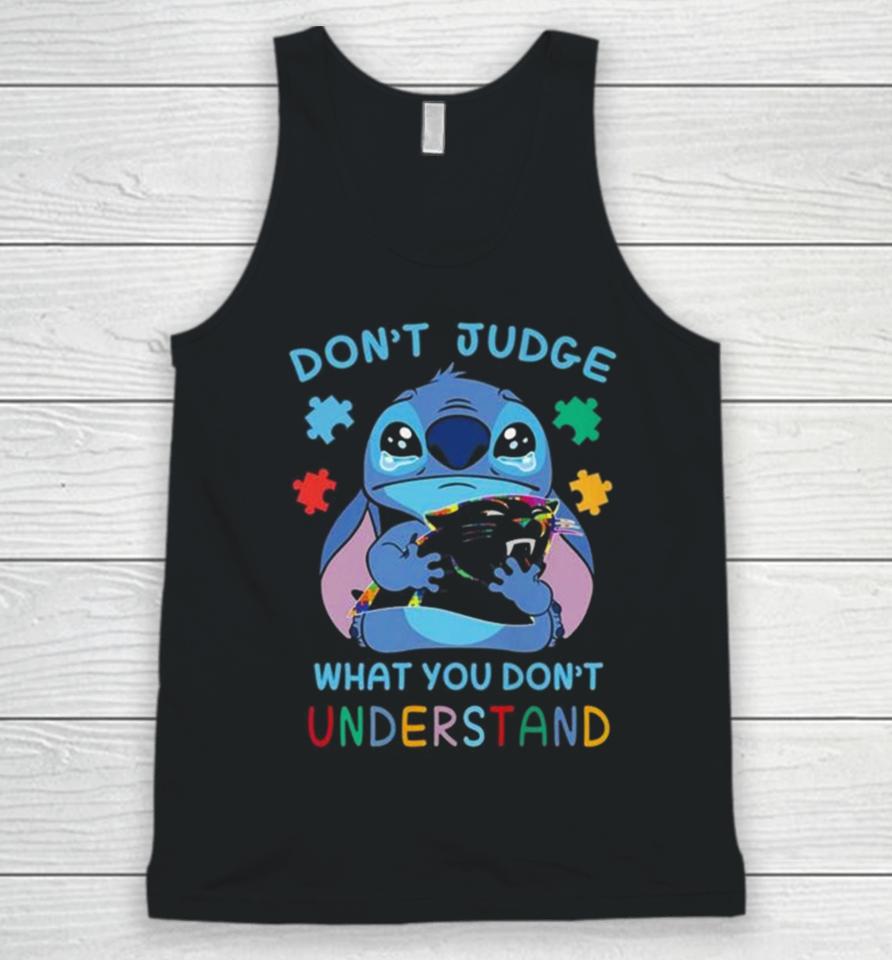Stitch Carolina Panthers Autism Awareness Don’t Judge What You Don’t Understand Unisex Tank Top