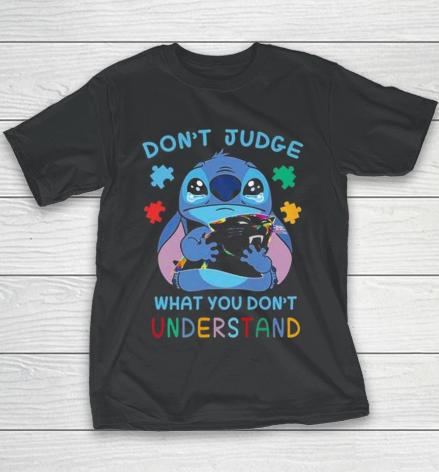 Stitch Carolina Panthers Autism Awareness Don’t Judge What You Don’t Understand Youth T-Shirt
