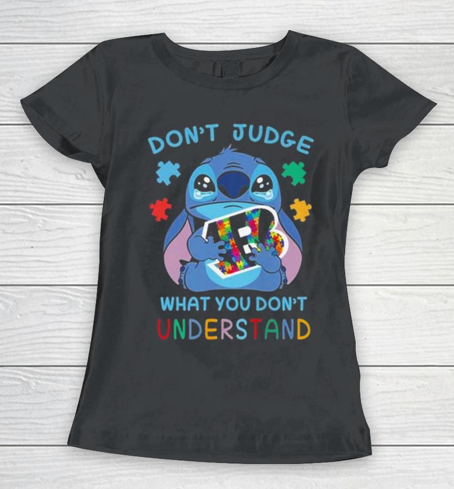 Stitch Cincinnati Bengals Autism Awareness Don’t Judge What You Don’t Understand Women T-Shirt