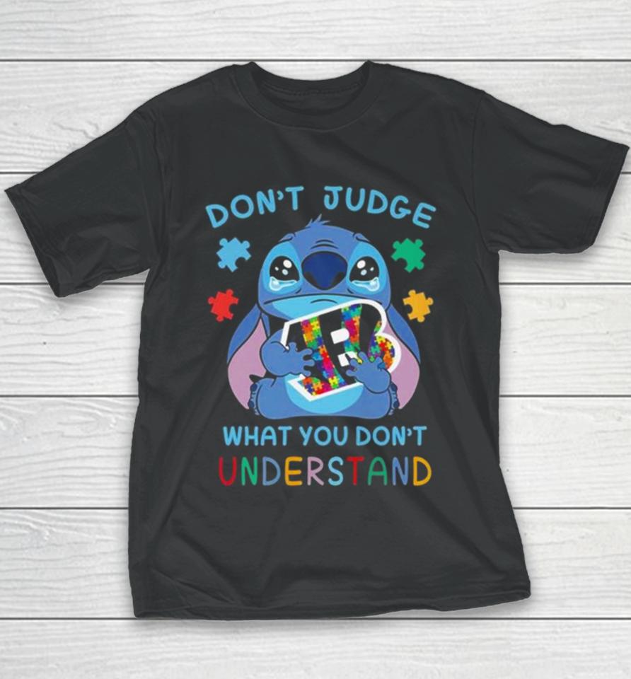 Stitch Cincinnati Bengals Autism Awareness Don’t Judge What You Don’t Understand Youth T-Shirt