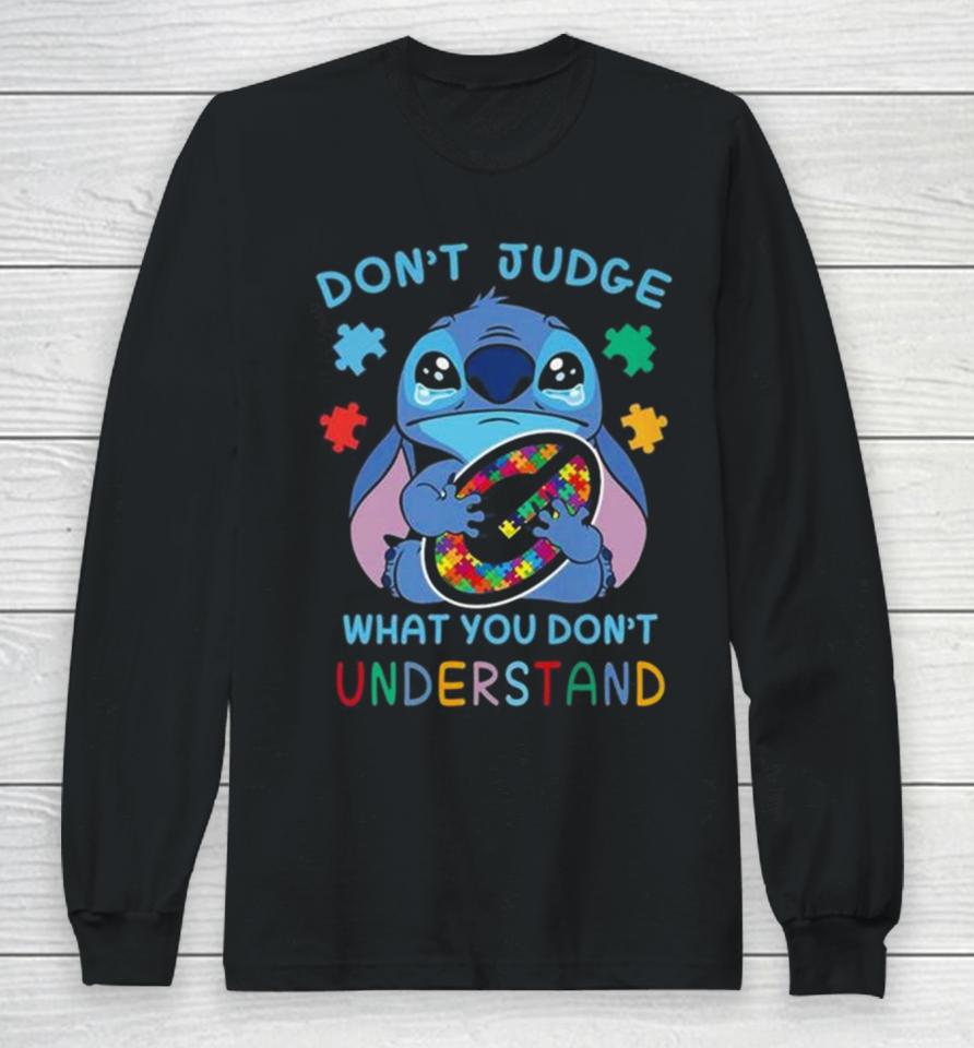 Stitch Green Bay Packers Autism Awareness Don’t Judge What You Don’t Understand Long Sleeve T-Shirt
