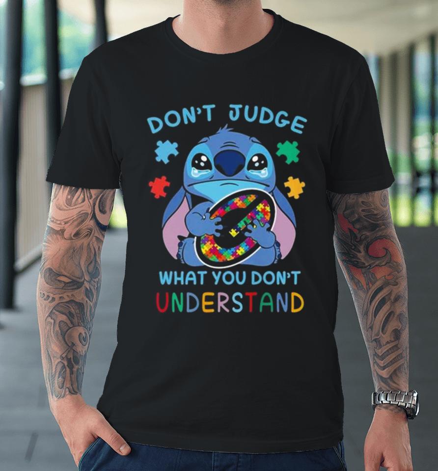 Stitch Green Bay Packers Autism Awareness Don’t Judge What You Don’t Understand Premium T-Shirt