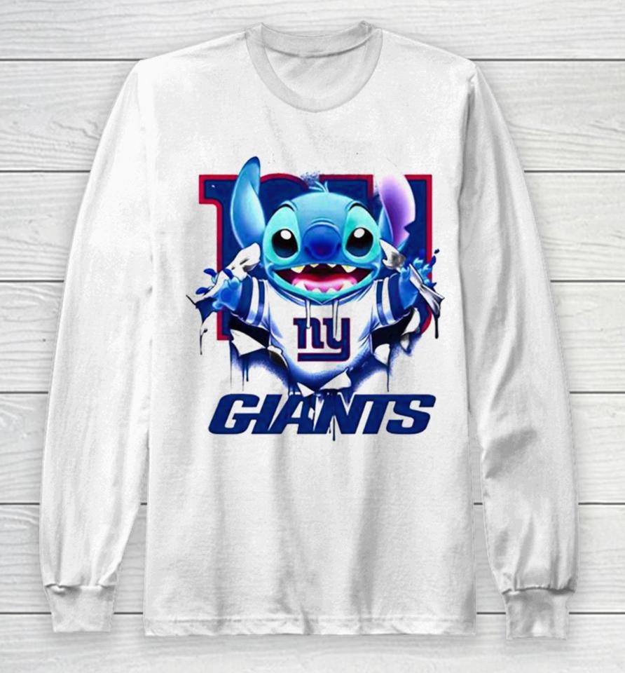 Stitch Inside New York Giants Logo 2024 Long Sleeve T-Shirt