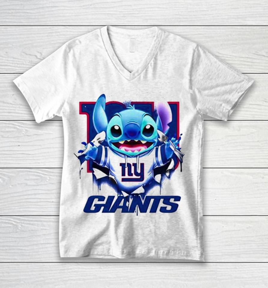 Stitch Inside New York Giants Logo 2024 Unisex V-Neck T-Shirt