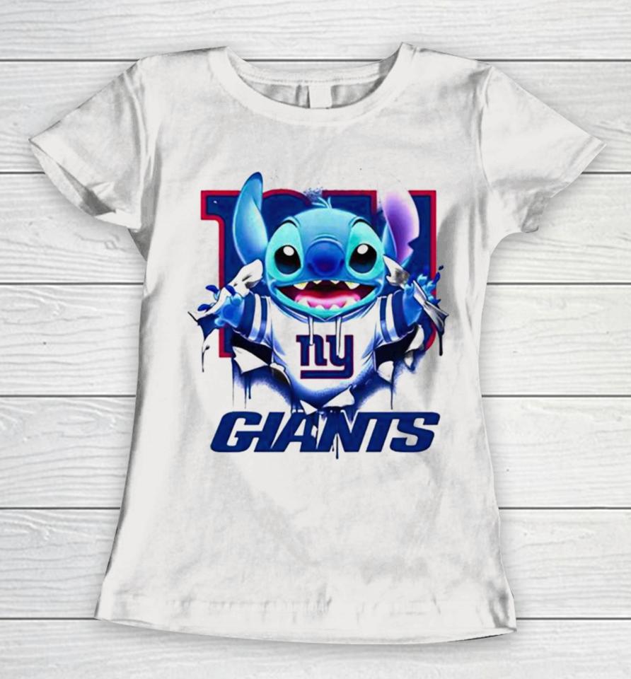 Stitch Inside New York Giants Logo 2024 Women T-Shirt