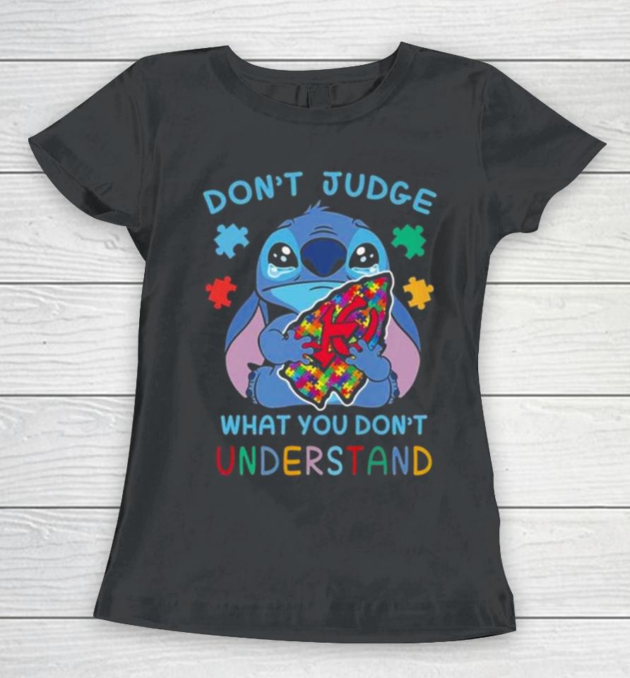 Stitch Kansas City Chiefs Autism Awareness Don’t Judge What You Don’t Understand Women T-Shirt