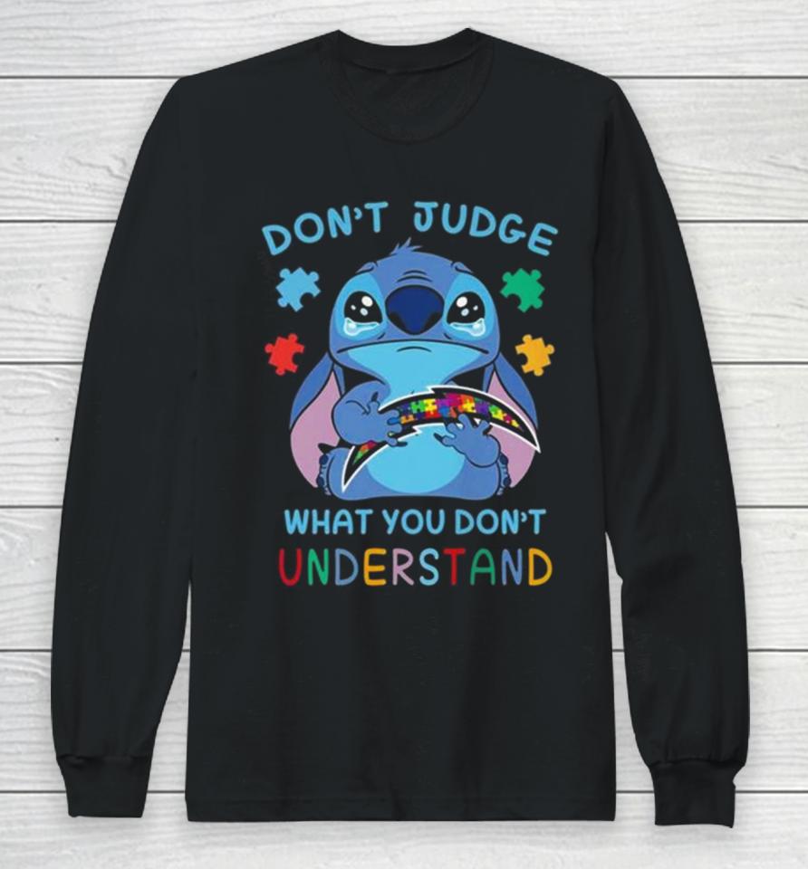 Stitch Los Angeles Chargers Autism Awareness Don’t Judge What You Don’t Understand Long Sleeve T-Shirt