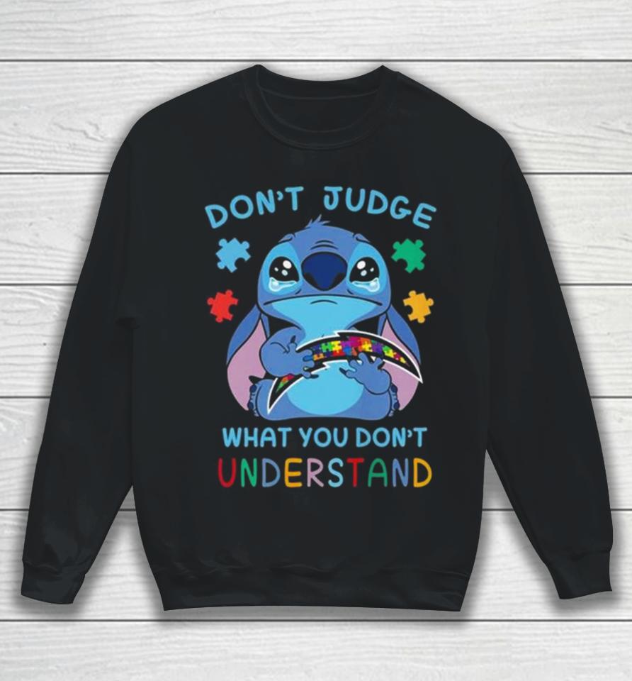 Stitch Los Angeles Chargers Autism Awareness Don’t Judge What You Don’t Understand Sweatshirt