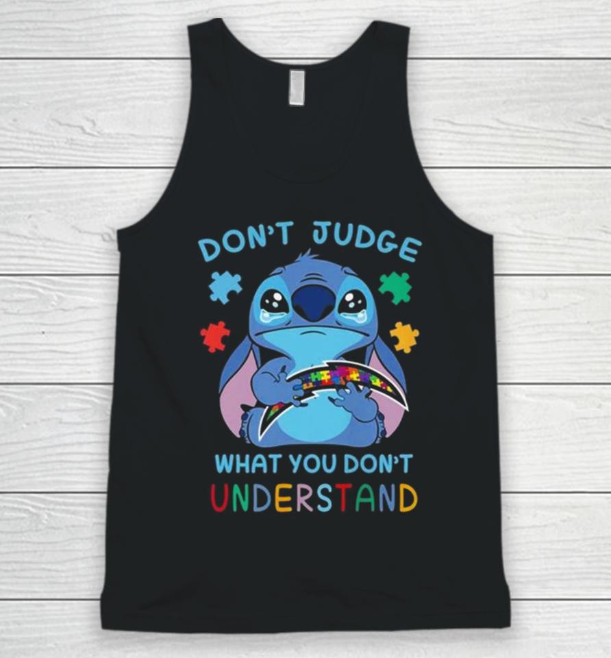 Stitch Los Angeles Chargers Autism Awareness Don’t Judge What You Don’t Understand Unisex Tank Top