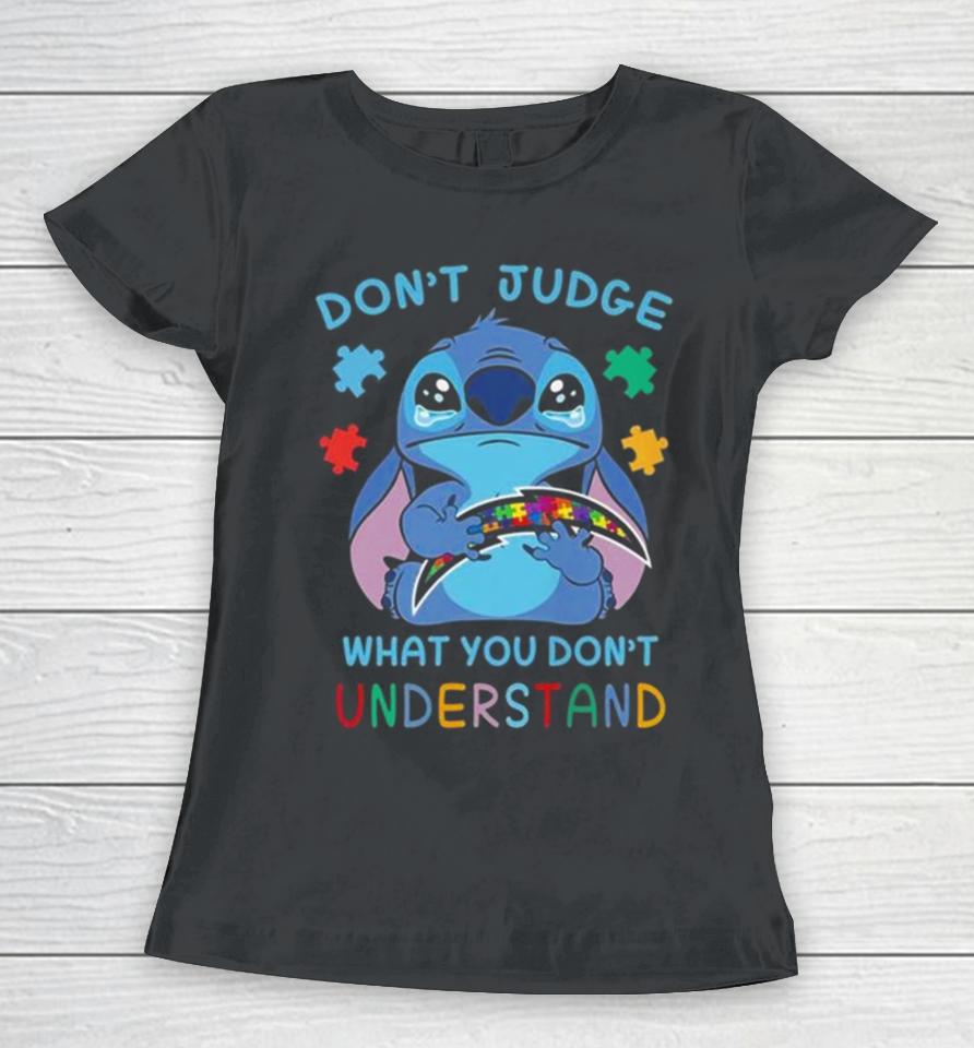 Stitch Los Angeles Chargers Autism Awareness Don’t Judge What You Don’t Understand Women T-Shirt