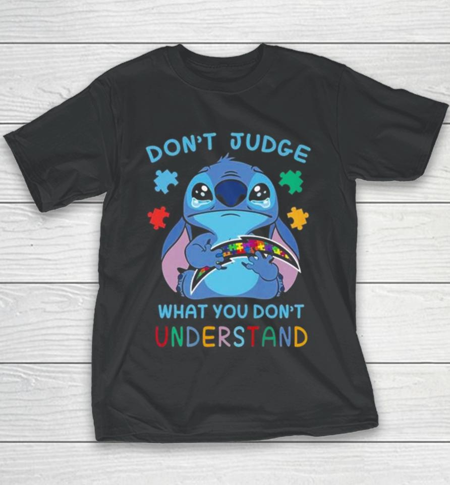 Stitch Los Angeles Chargers Autism Awareness Don’t Judge What You Don’t Understand Youth T-Shirt