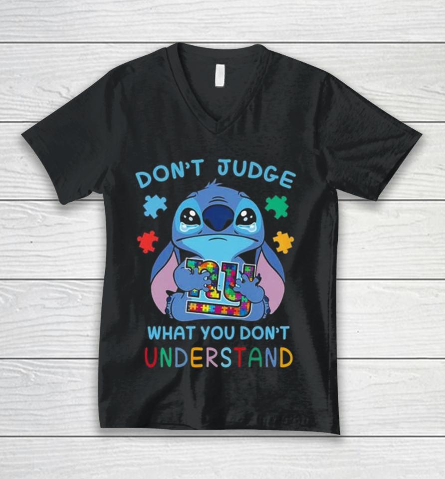 Stitch New York Giants Autism Awareness Don’t Judge What You Don’t Understand Unisex V-Neck T-Shirt